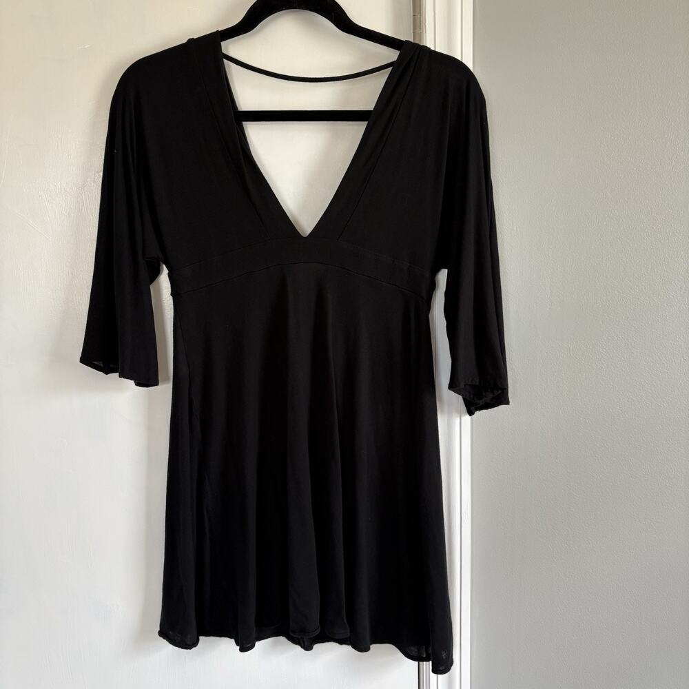 TRINA TURK Black Swim Cover Up Mini Dress Size Medium Tropical Resort Beach